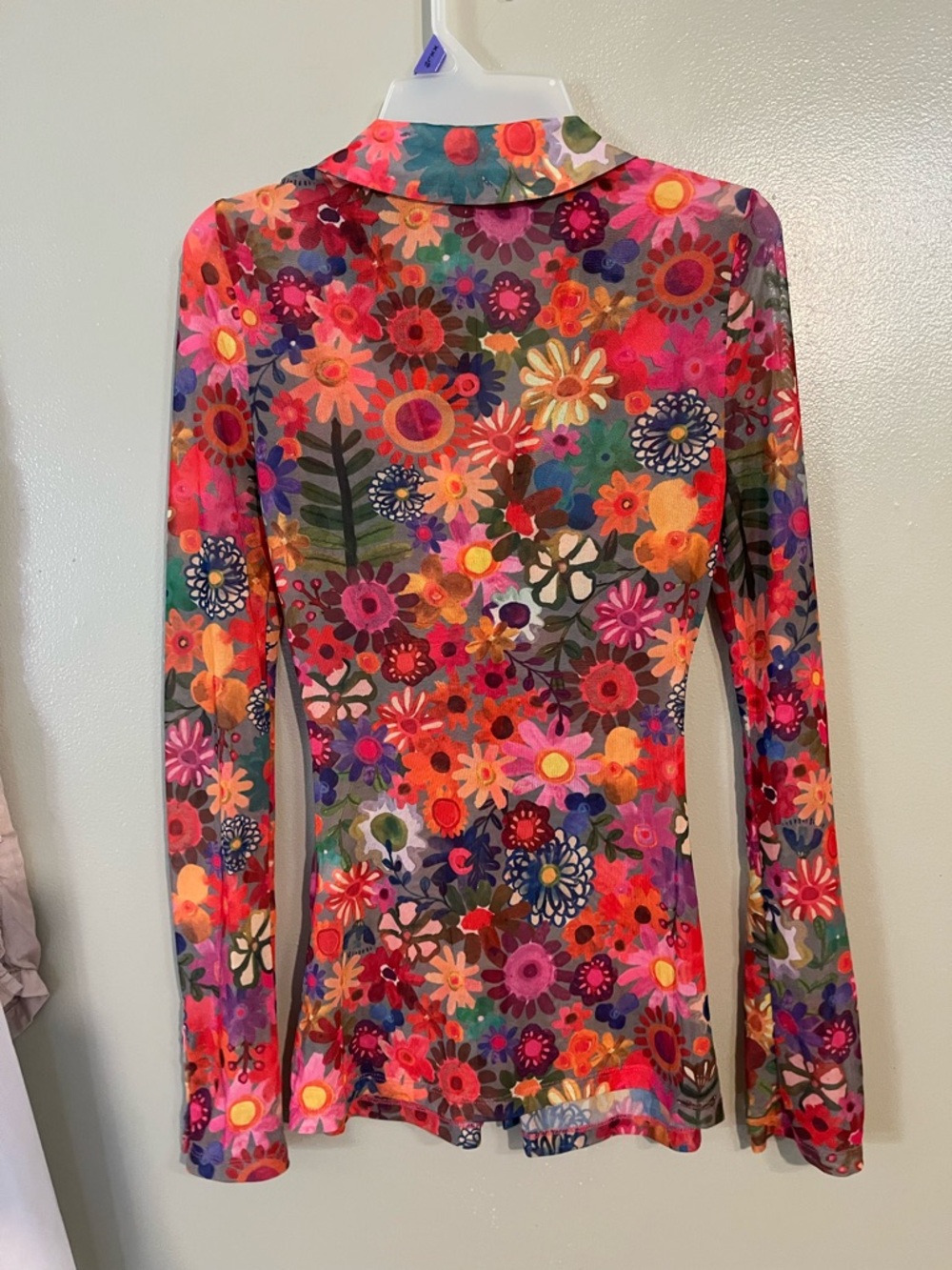 Natural Life Carina Colorful Floral Mesh Button-Up Top - Multicolor S NWT - Picture 8 of 10